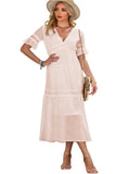 Swiss Dot V-Neck Midi Dress - Whimsical Appalachian Boutique