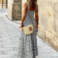 Boho Chic Printed Smocked Maxi Dress