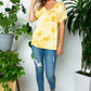 Breathable yellow tie-dye plus size V-neck tee