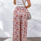 Lightweight and flowy floral print palazzo pants with contrasting hem patterns