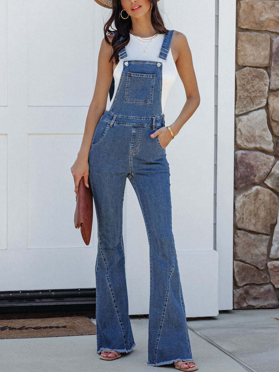High-quality denim overalls featuring practical pockets
