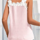 Feminine pink sleeveless shirt with lace details