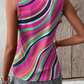 Bright and fun sleeveless top with a colorful swirl design.