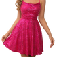 Dazzle in the Sequin Cami Dress, perfect for any event. Available in dusty pink, black, and hot pink. Shine with every step!