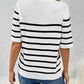 Striped Round Neck Half Sleeve Knit Top