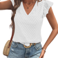 Chic Textured V-Neck Blouse with cap sleeves, perfect for any occasion. Available in white, pink, and blue. Elevate your style with ease!