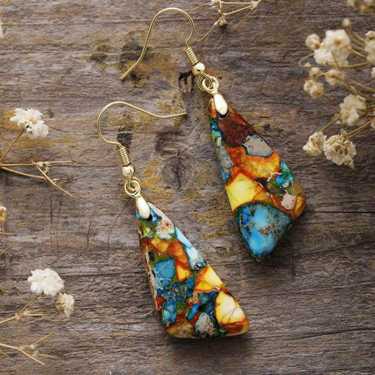 Emperor Stone Geometric Earrings - Whimsical Appalachian Boutique