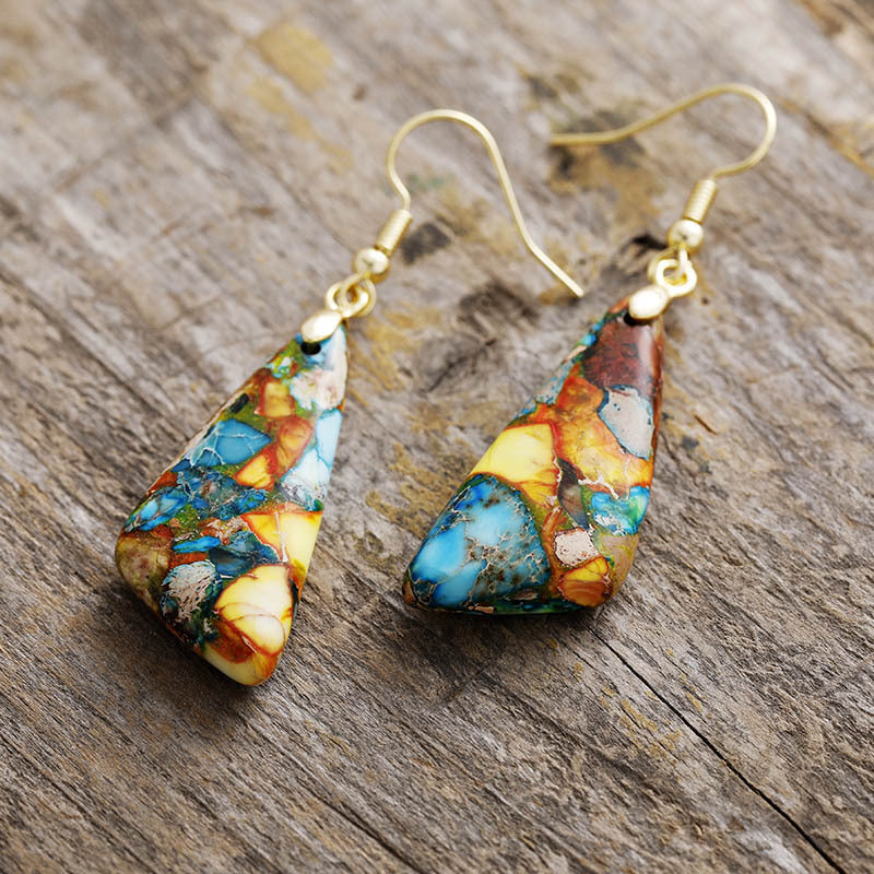 Emperor Stone Geometric Earrings - Whimsical Appalachian Boutique