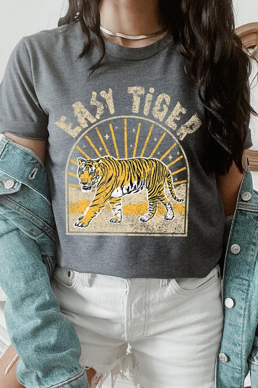 Dark gray "Easy Tiger" graphic tee with a cool, vintage feel.