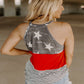 Show off your style and patriotism with our breathable Flag Print Tank Top, perfect for summer fun and 4th of July celebrations.
