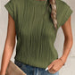 Textured Round Neck Cap Sleeve T-Shirt