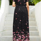 Black floral and butterfly print maxi dress with pockets