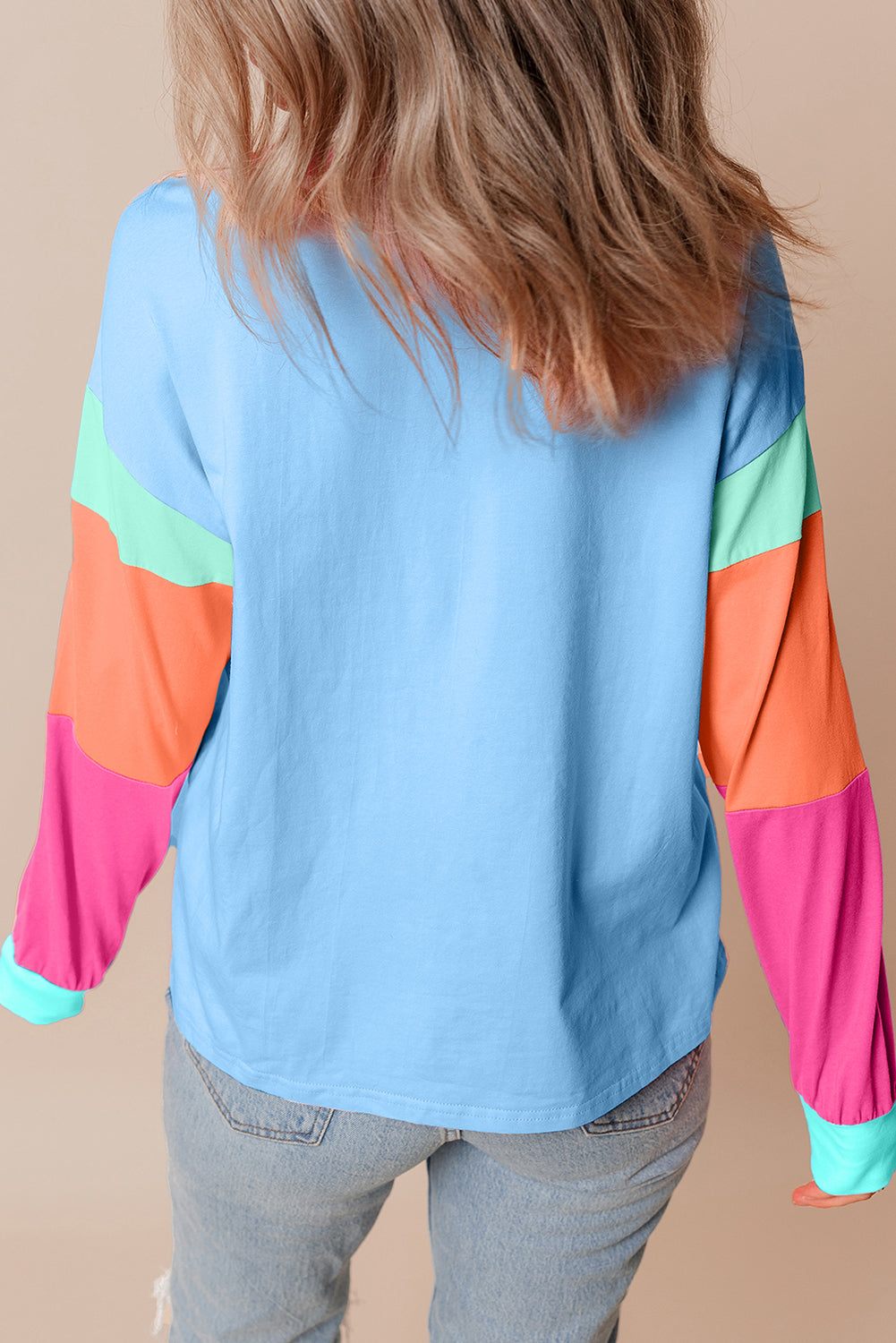 Pastel Sleeve Color Block Sweatshirt