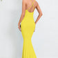 Dazzle in the Crisscross Fishtail Dress, available in sky blue and canary yellow for unforgettable elegance at any event.