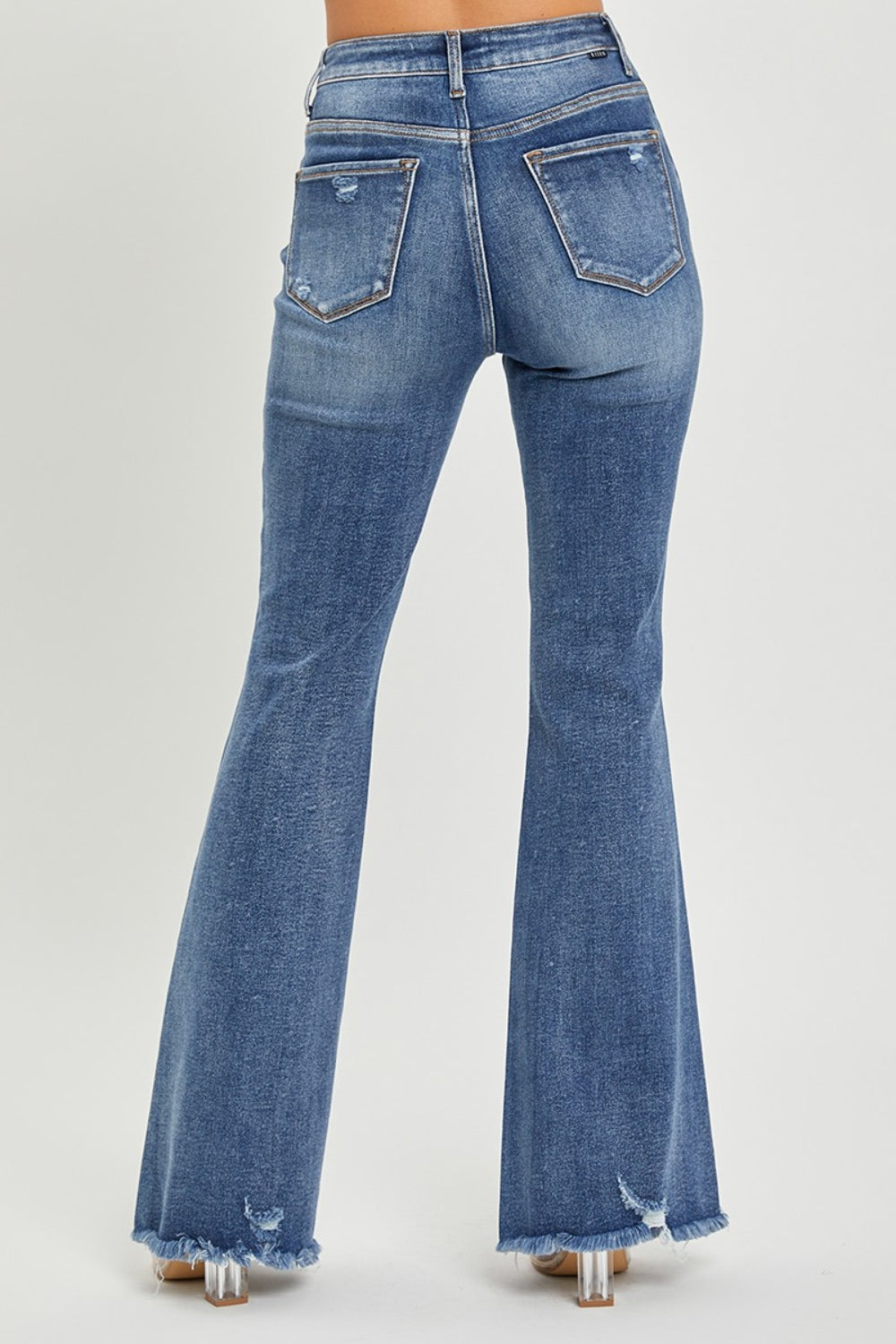 RISEN Distressed High Rise Flare Jeans