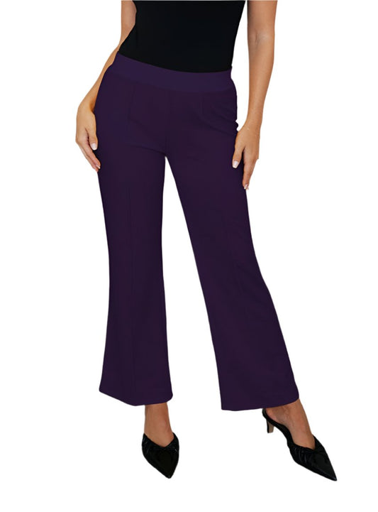 Purple bootcut pants with a comfortable fit, versatile for any occasion.