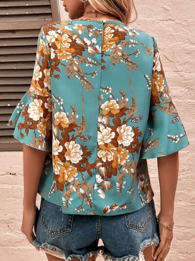 Elegant Floral Print Half Sleeve Blouse - Whimsical Clothing - Women's Boutique