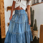 Elegant layered denim skirt for casual wear
