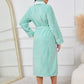 Tiffany blue plush robe with stylish detailing
