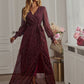 Elegant V Neck long sleeve maxi dress in red
