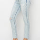 Subtly distressed high-rise skinny jeans in light-wash denim
