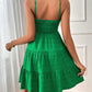 Chic sleeveless smocked green dress with tiered skirt, perfect for summer. Available in 8 colors. Get yours today!