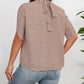 Chic Printed Tie Neck Blouse with breathable fabric & versatile half sleeves, perfect for any occasion. Elevate your style