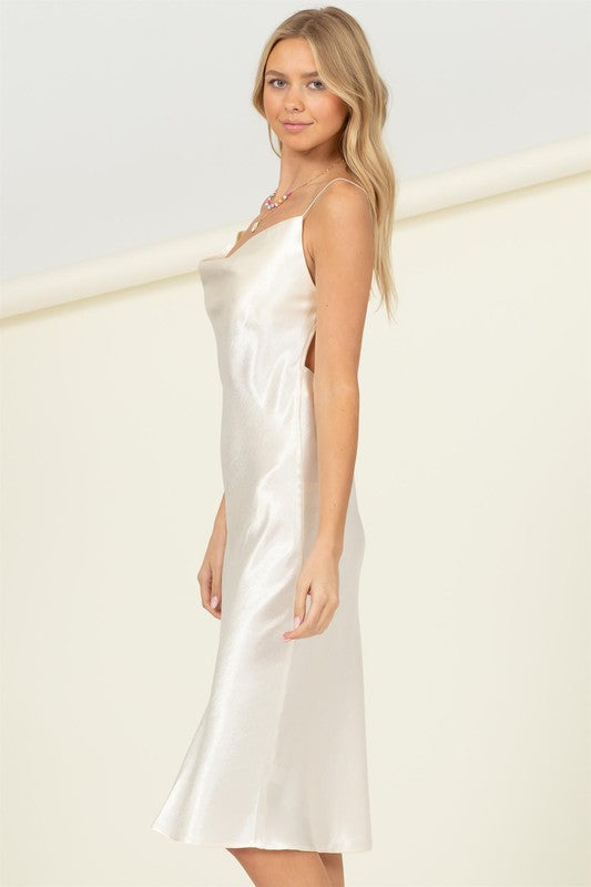 White satin dress perfect for parties and events