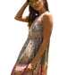 Boho chic floral maxi dress with geometric patterns
