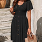 Decorative Button Scoop Neck Short Sleeve Dress