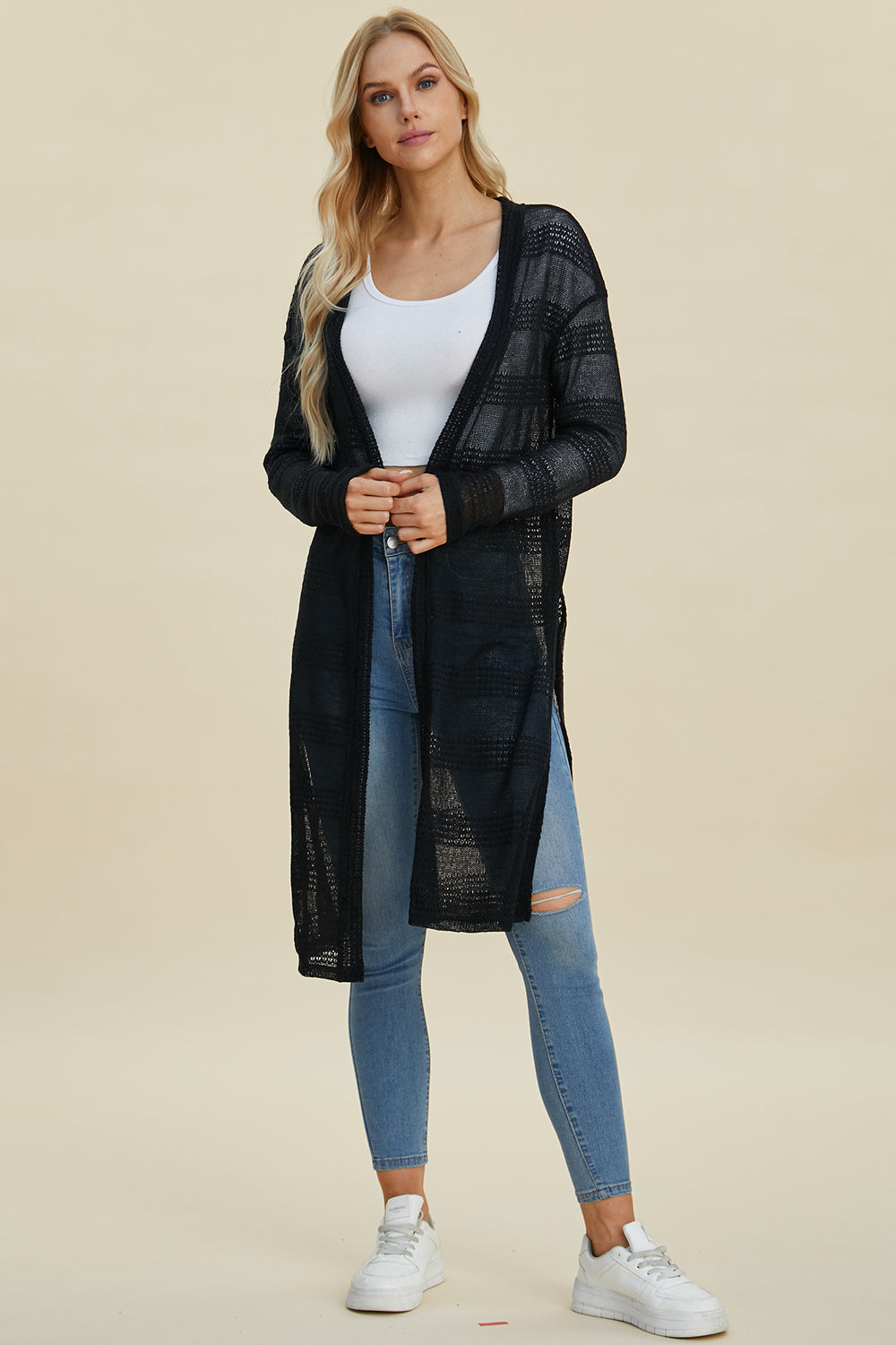 Casual Black Longline Cardigan for Everyday Wear