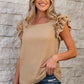 Ruffled Tiered Sleeve Square Neck Textured Top