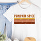 "Pumpkin Spice" graphic tee in white with vintage-inspired design