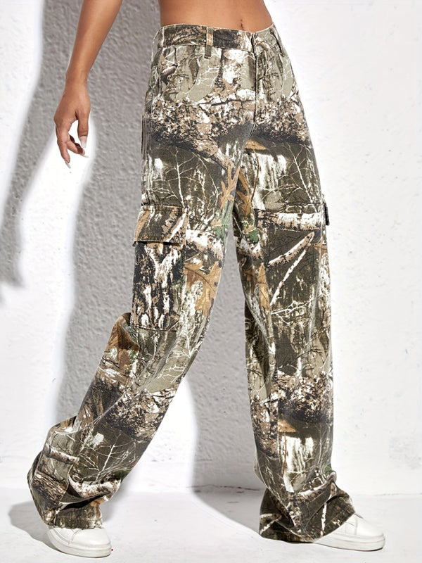 Chic high waist camo pants for casual fashion
