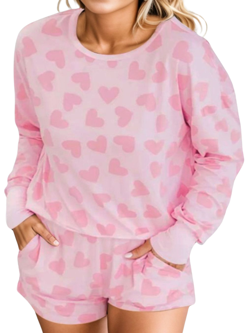 Cozy up in our Heart Print Lounge Set, perfect for stylish relaxation with a charming touch. Available in 4 colors for ultimate comfort.