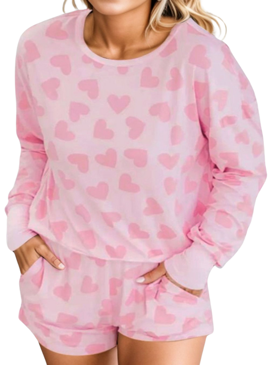 Cozy up in our Heart Print Lounge Set, perfect for stylish relaxation with a charming touch. Available in 4 colors for ultimate comfort.