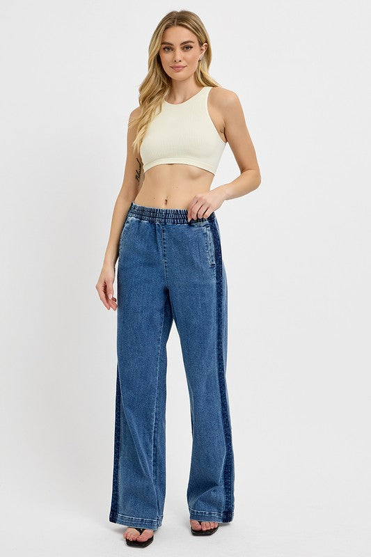 RISEN Jeans | Elastic Waist Wide Leg