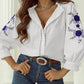 Feminine Floral Embroidered Cotton Blouse - Whimsical Clothing