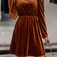 Romantic and stylish mocha velvet dress for evening wear
