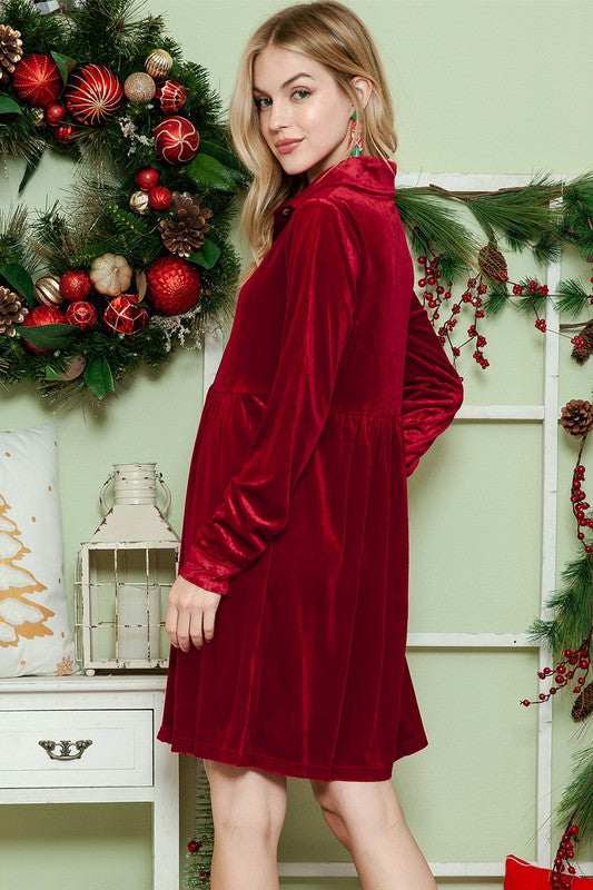 Sophisticated red velvet dress perfect for holiday parties and family gatherings