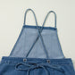 Flattering high waist denim overalls with relaxed fit
