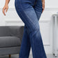 Women's plus size vintage washed flare jeans with a flattering fit.
