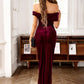 Red velvet midi dress perfect for weddings or evening cocktail parties.
