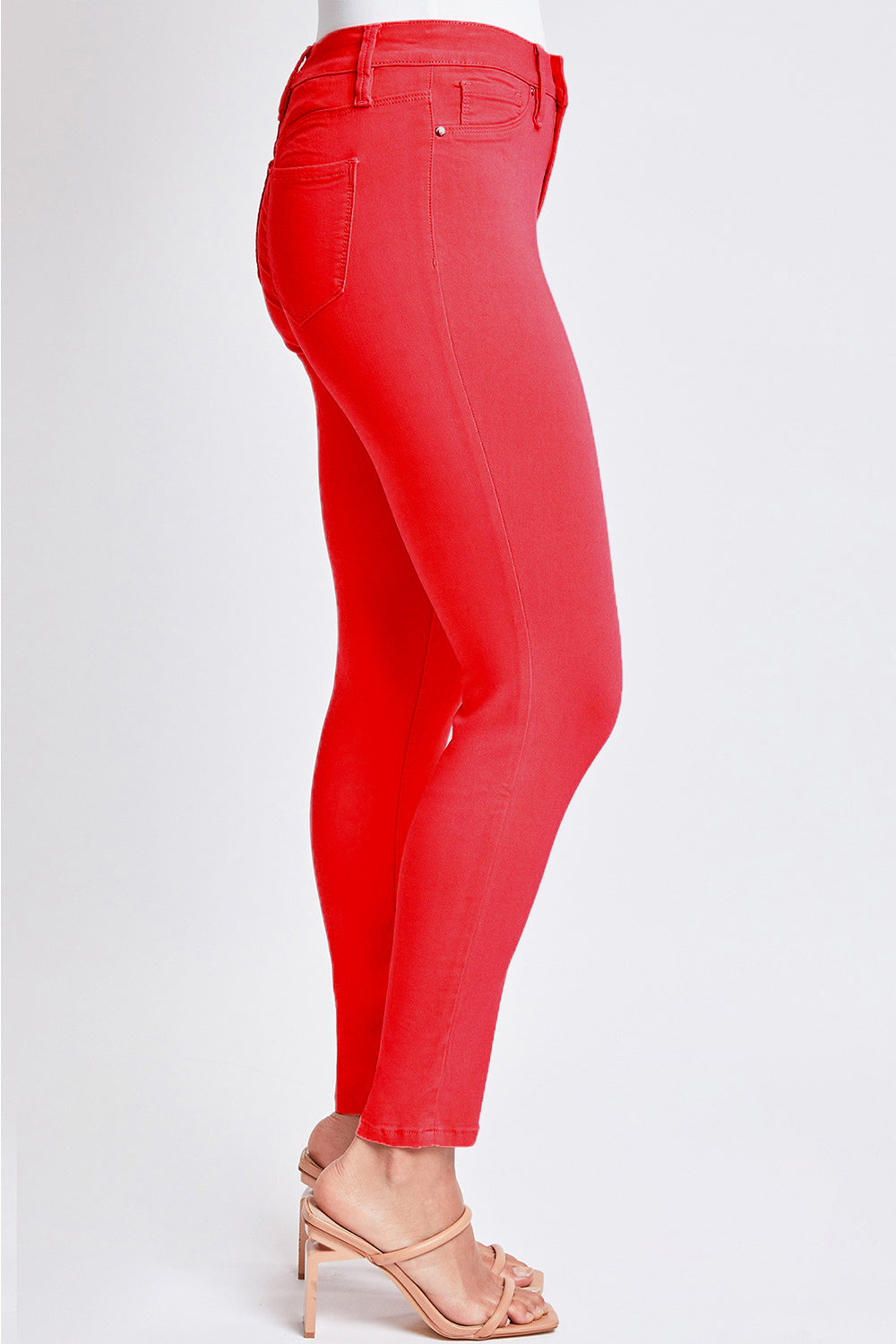 Sleek and polished red skinny jeans by YMI, perfect for any occasion.
