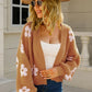 Front view of caramel floral knit cardigan for women
