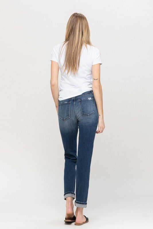 Relaxed fit Cuffed Stretch Boyfriend Jeans by Flying Monkey.