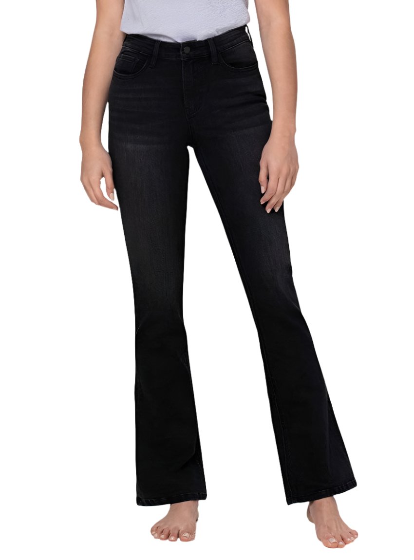 High Rise Slim Bootcut Jeans by Flying Monkey with a dark wash and stylish fit.