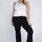 Black flare pants for women with a classic casual style.
