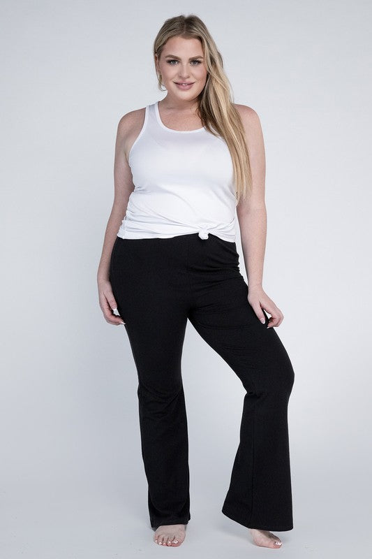 Black flare pants for women with a classic casual style.
