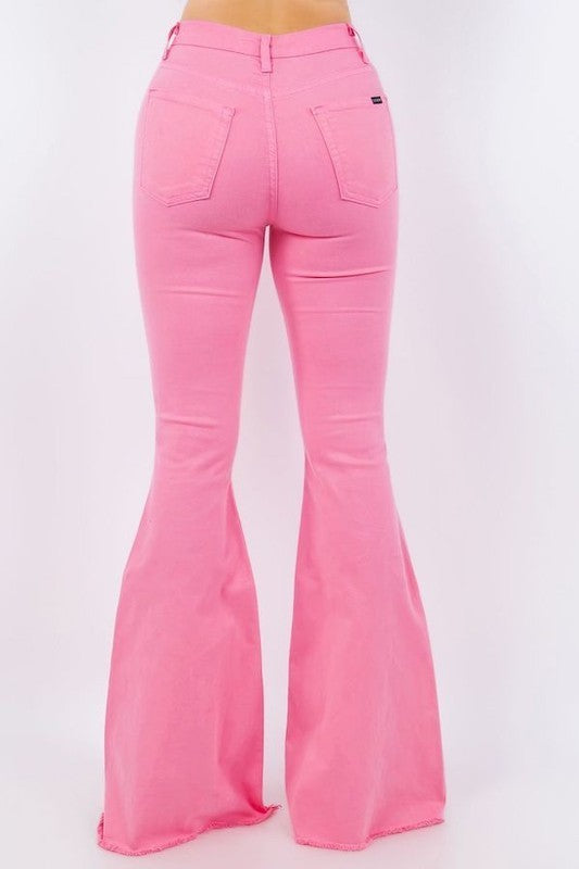 GJG Denim Bell Bottom Hot Pink Jeans | Demure Style